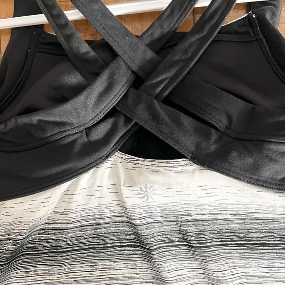 Athleta Criss Cross Back Tank Built-In Sports Bra Women's Heathered Black Size S - Picture 4 of 8